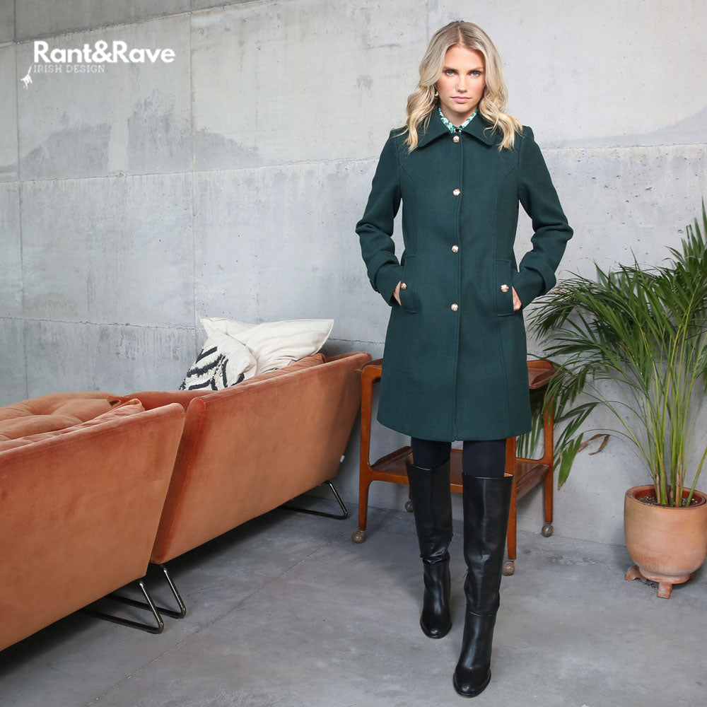 Ladies Kyrie Green Coat-Coat Closed Look
