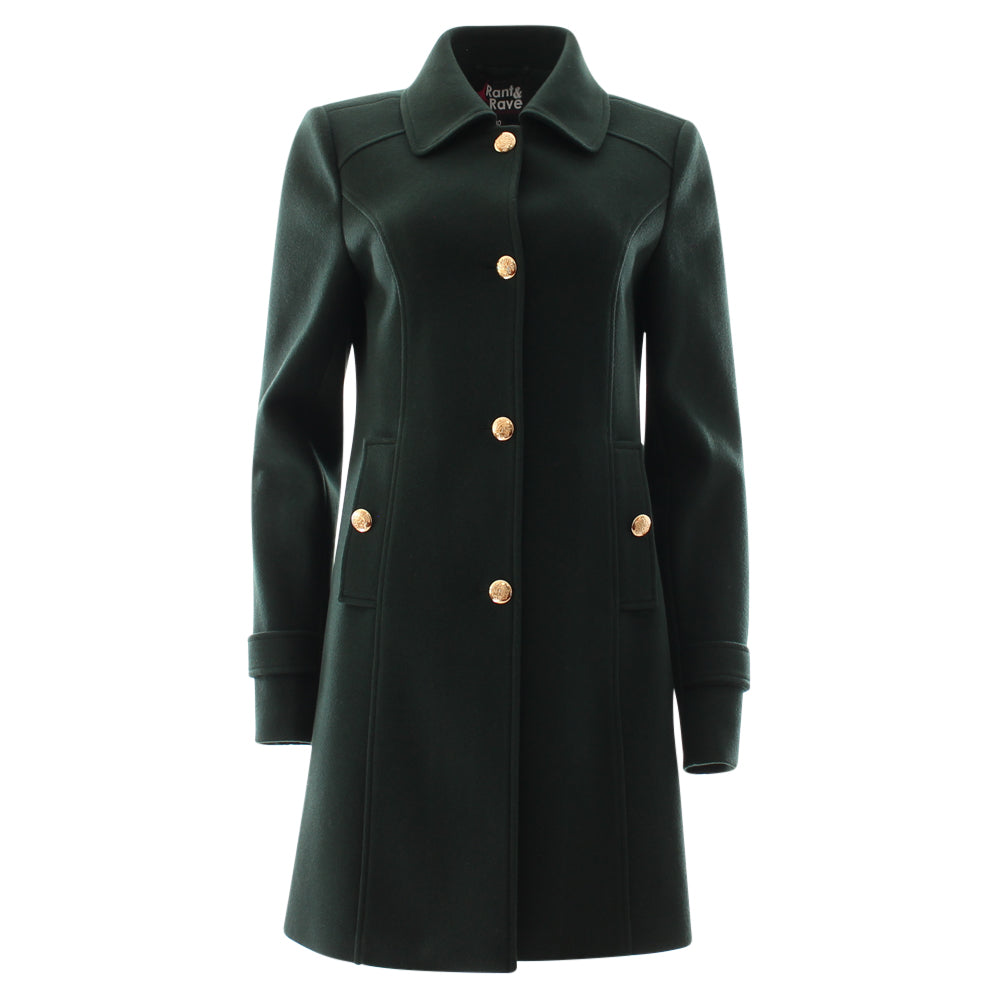 Ladies Kyrie Green Coat-Ghost Front View
