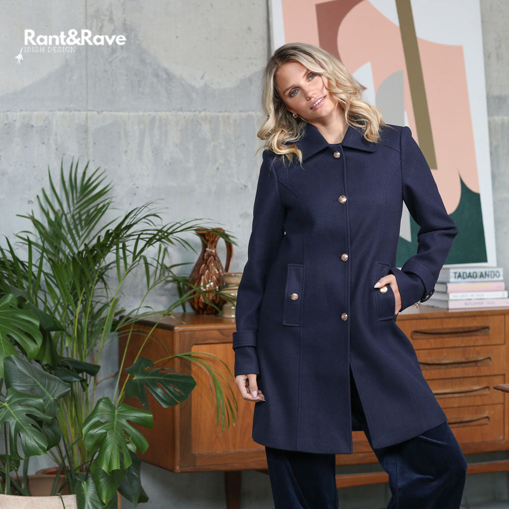 Ladies Kyrie Navy Coat-Closed Look of the Coat