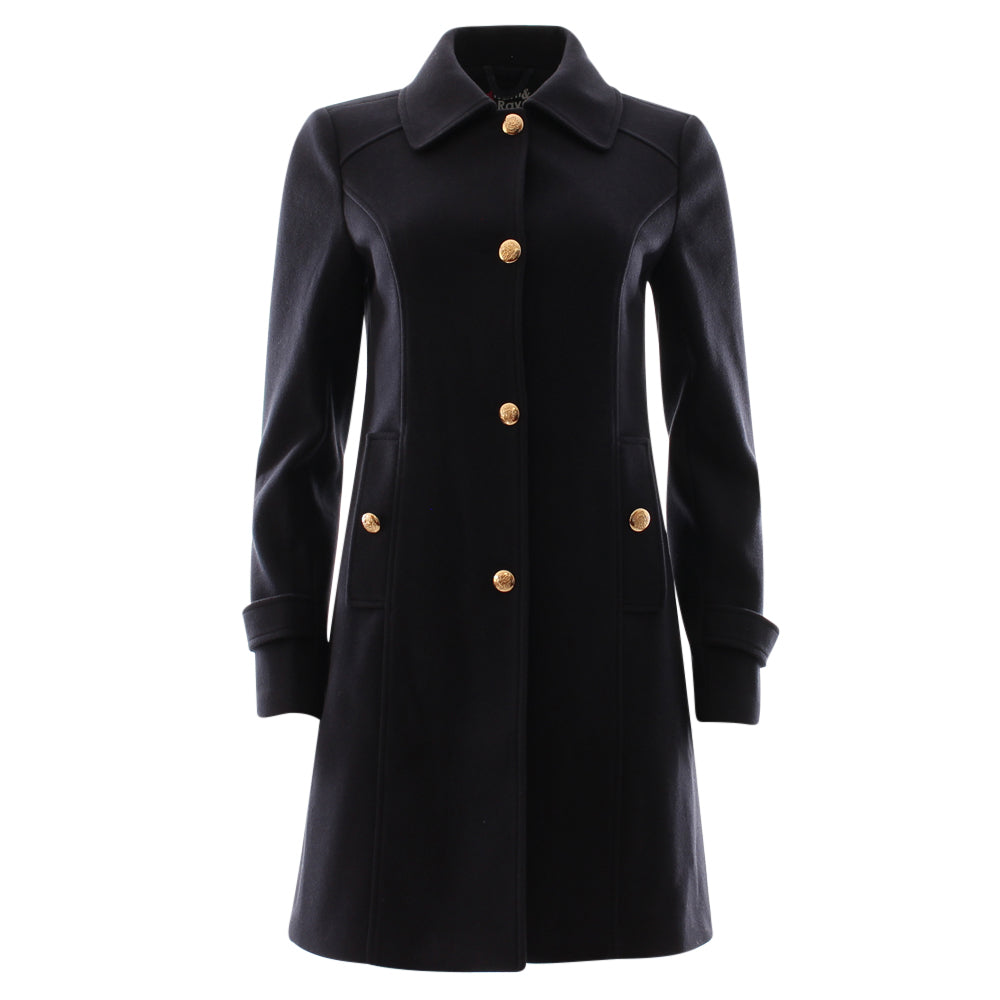 Ladies Kyrie Navy Coat-Ghost Front View