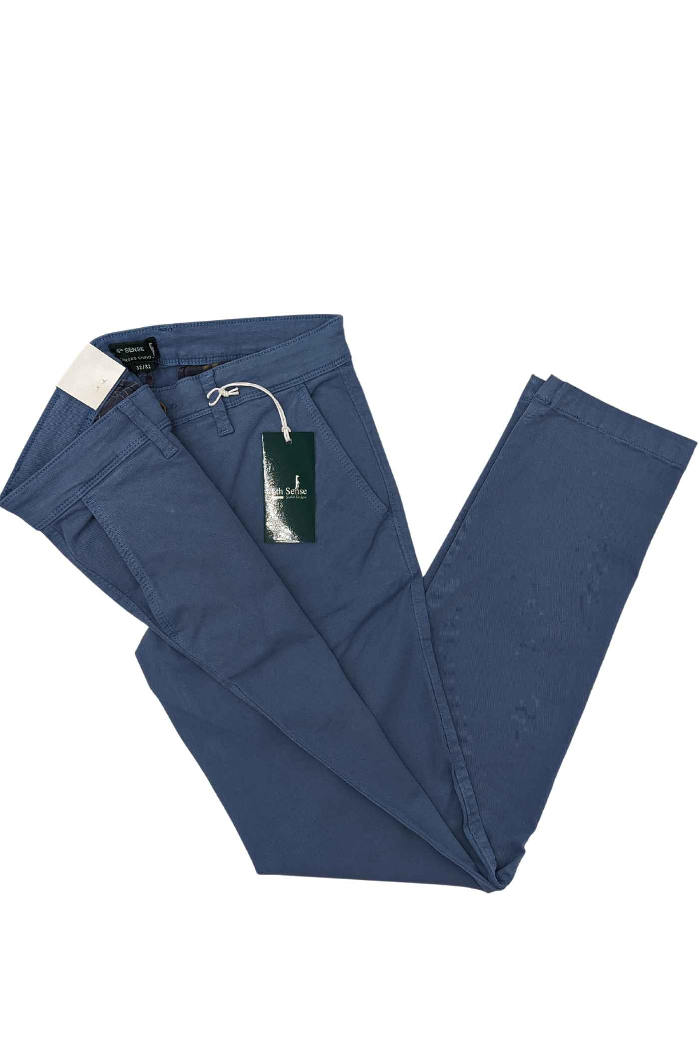 Kansas Blue Grey Tapered Fit Chinos-Pocket detail