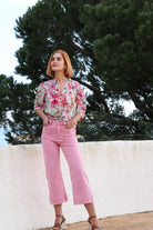 RANT & RAVE LADIES Laine Crop Wide Leg Pink Ice Jeans Pink Ice detail view