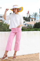 RANT & RAVE LADIES Laine Crop Wide Leg Pink Ice Jeans Pink Ice back view