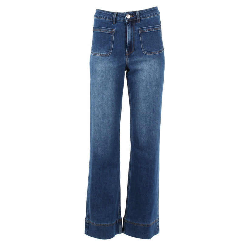 Ladies Larissa Wide Leg Jeans-Front View