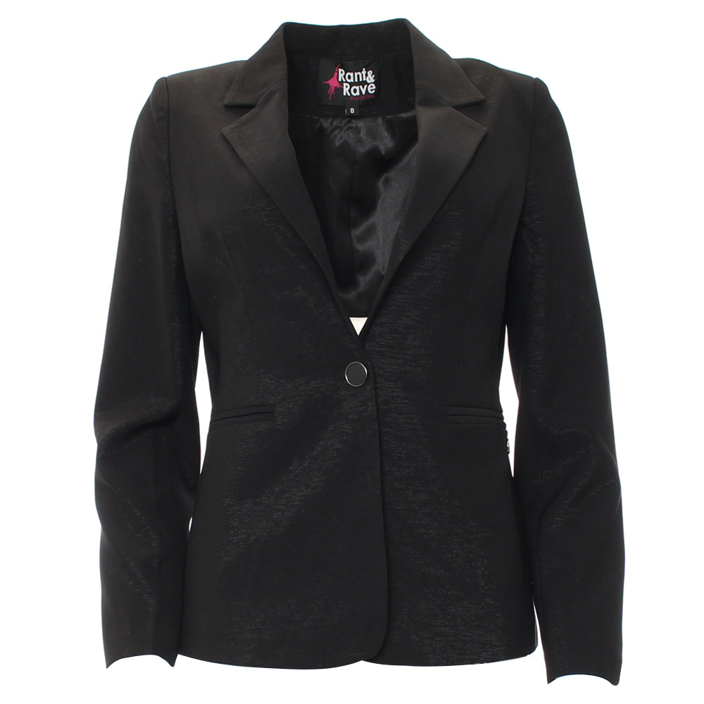 Ladies Lia Black Blazer-Ghost Front View