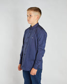 DIESEL KIDS Lloyd Oxford Navy Shirt Navy model front view