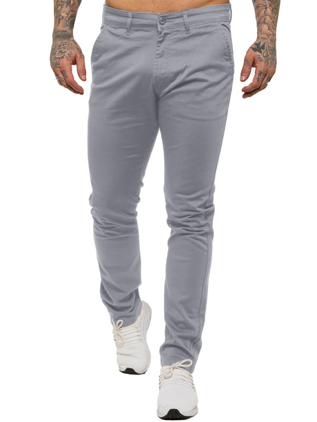 Enzo Light Grey Slim Fit Chino-Front view