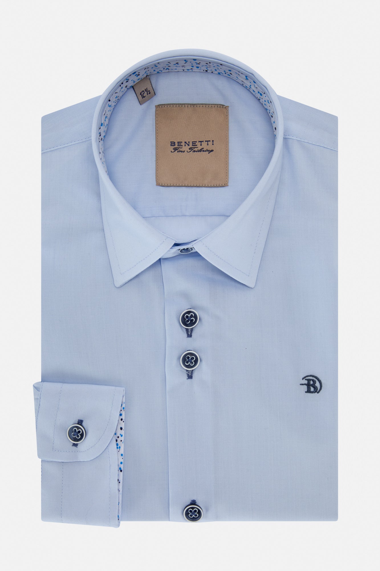 Boys Leo Sky Blue Shirt-Front View