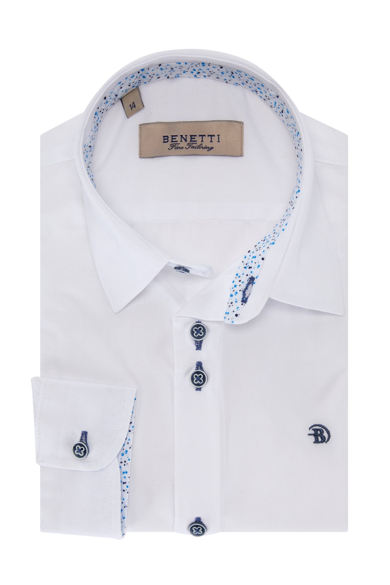 Boys Leo White Shirt-Collar Open View