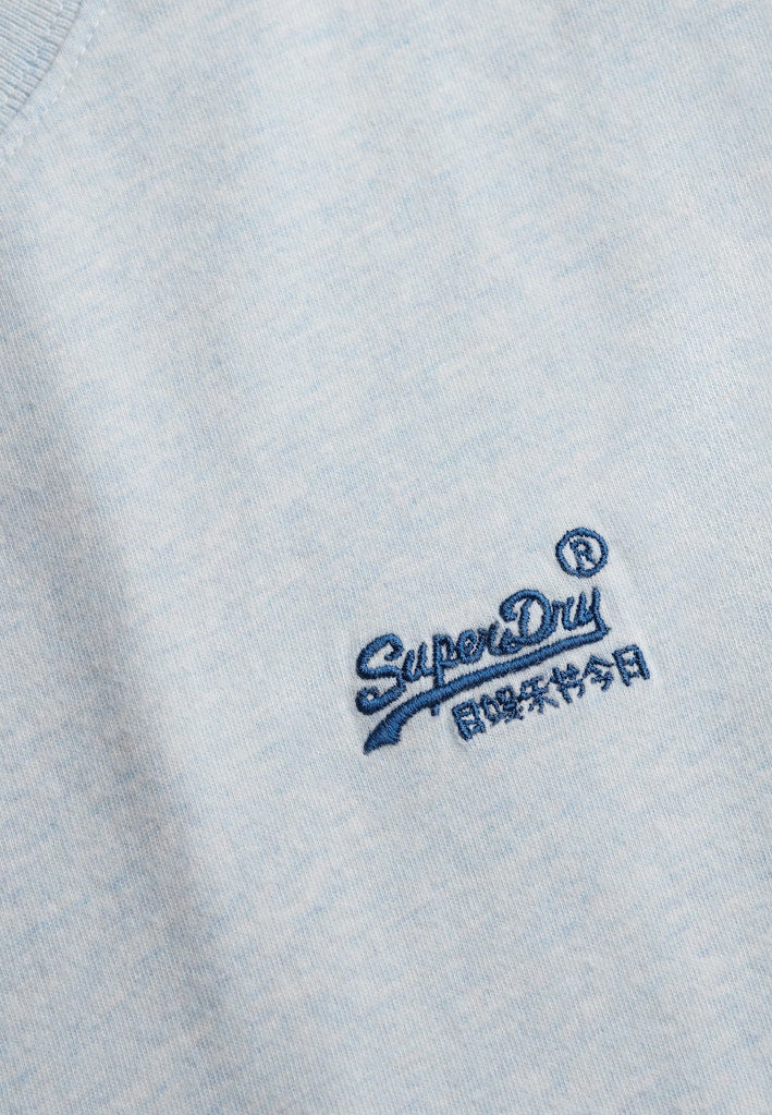 SUPERDRY Essential Logo Emb Tee Icy Blue Marl/navy embroidered logo detail front