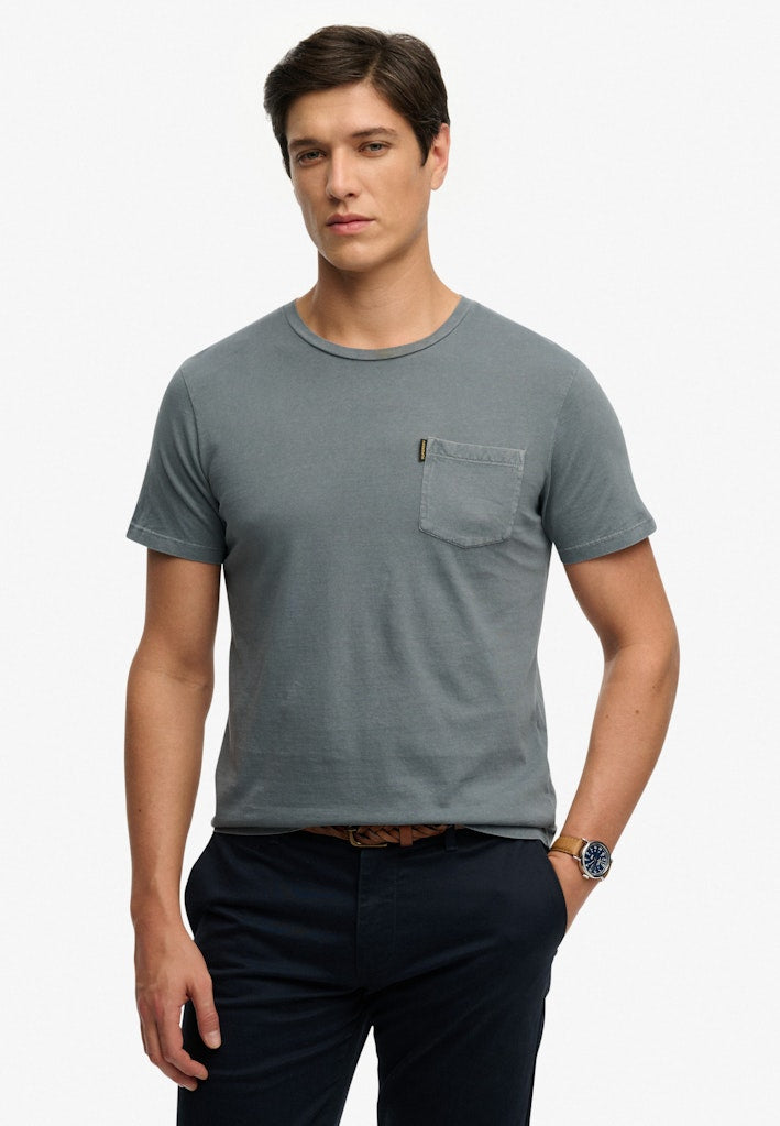 Front of the Classic Essential Pocket T-Shirt | Spirit Clothing in Blue Mirage