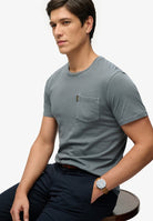 SUPERDRY Classic Essential Pocket Blue Mirage T-Shirt Blue Mirage flat front view