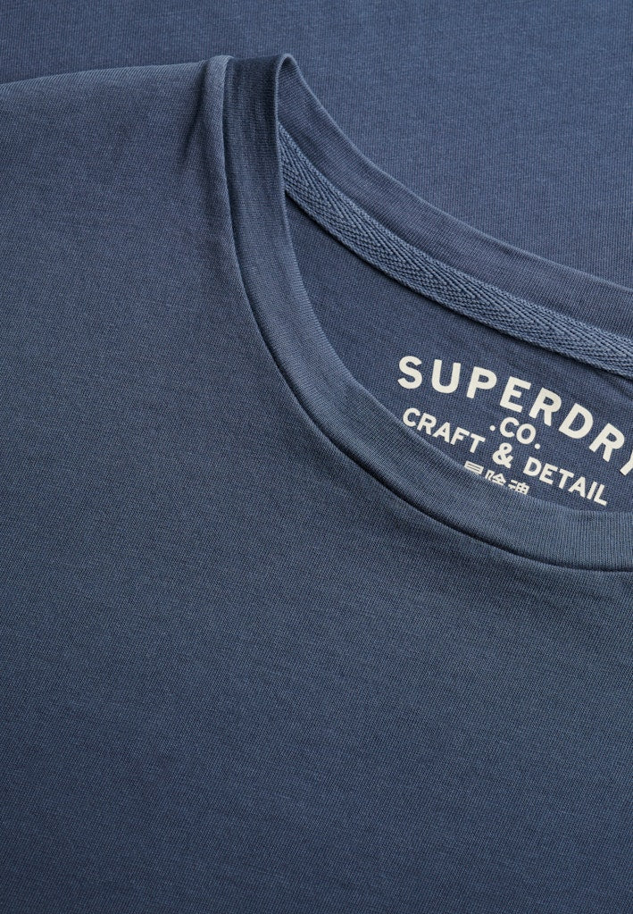 SUPERDRY Classic Essential Tee-Dry Slate Blue crew neck collar detail