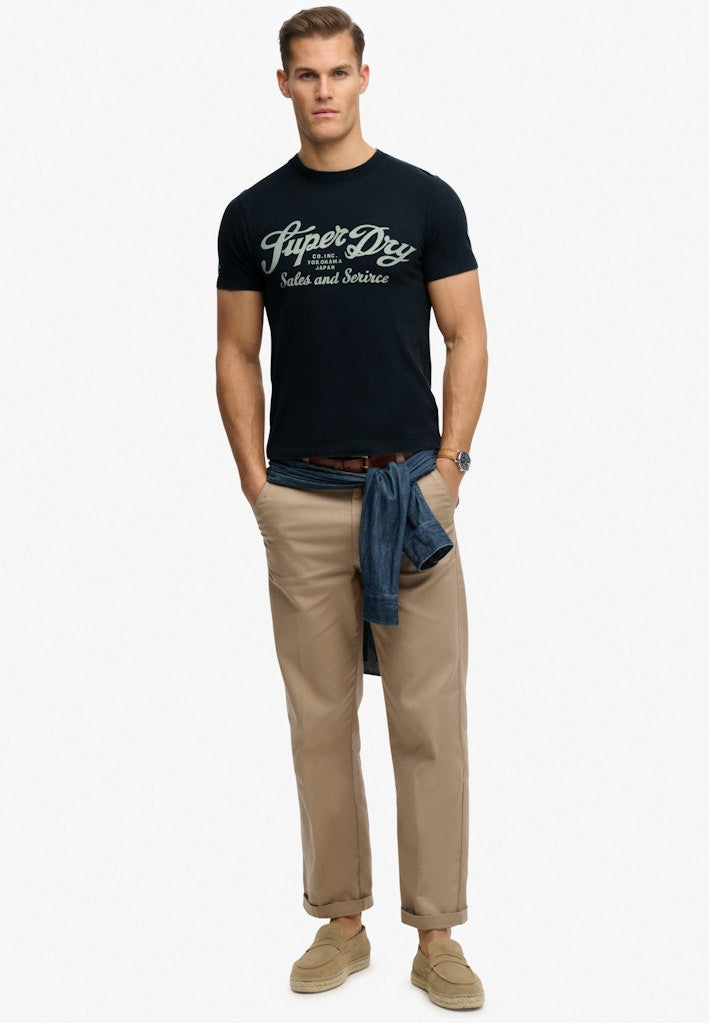 SUPERDRY Industry Worker Relaxed Tee Eclipse Navy front view model wearing casual outfit