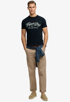 SUPERDRY Industry Worker Relaxed Tee-Eclipse Navy Eclipse Navy model front view
