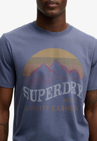 SUPERDRY Outdoors Mountain Rlxd Tee Soft Navy front view with graphic print detail