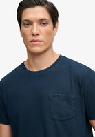 Superdry Cotton Classic Linen Pocket Tee in Eclipse Navy half model view