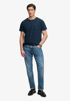 Superdry Cotton Classic Linen Pocket Tee in Eclipse Navy full length model view