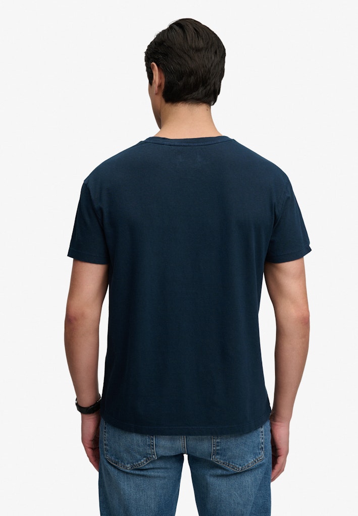 Superdry Cotton Classic Linen Pocket Tee in Eclipse Navy back model view