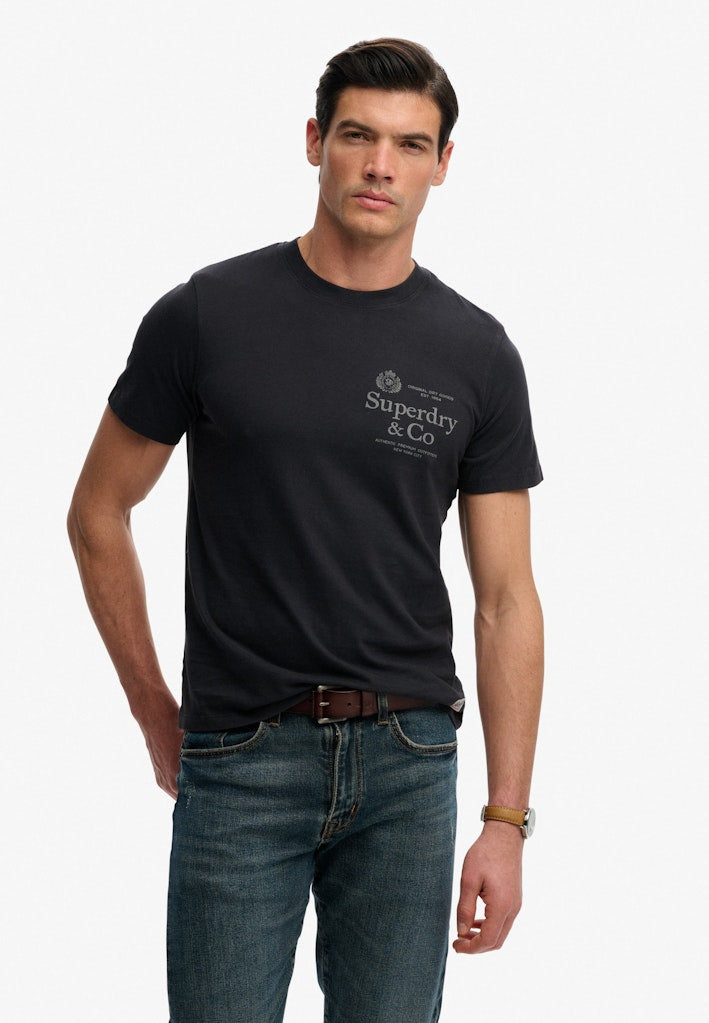 Superdry 1954 Company Relaxed Tee in Dark Navy front model view
