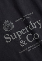 Superdry 1954 Company Relaxed Tee in Dark Navy logo print detail