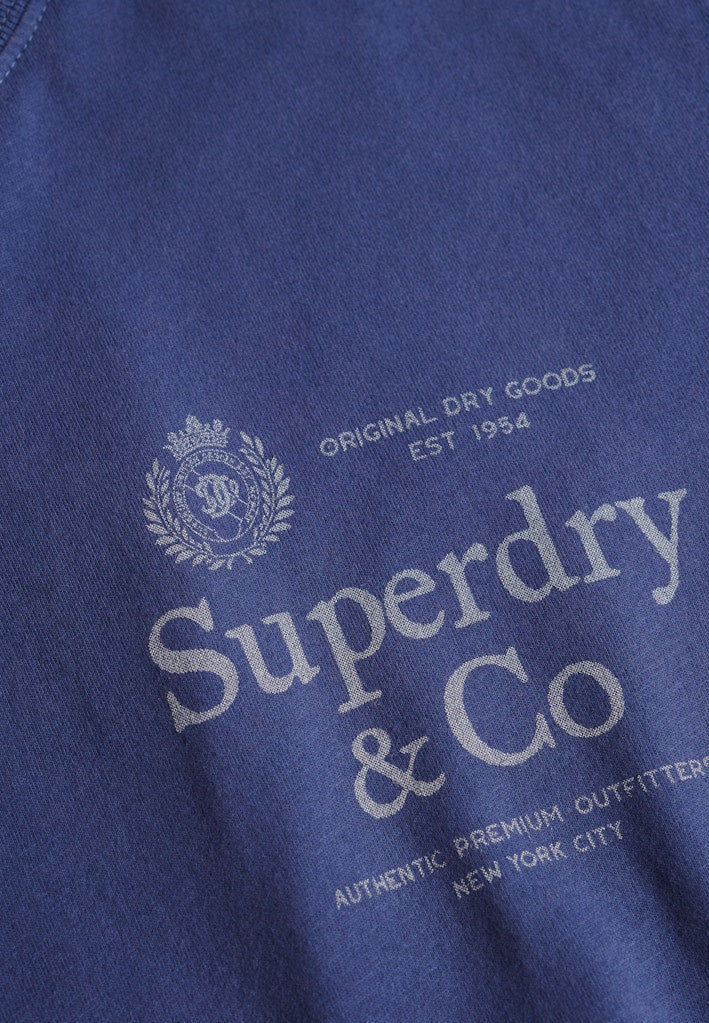 Superdry 1954 Company Relaxed Tee in Hampton Blue logo print detail