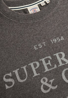 Superdry 1954 Company Relaxed Tee in Light Charcoal Marl logo print detail