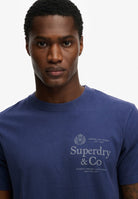 Superdry 1954 Company Relaxed Tee in Hampton Blue half model view
