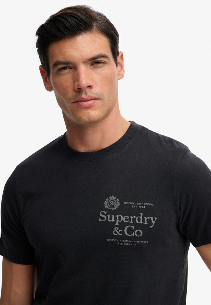 Superdry 1954 Company Relaxed Tee in Dark Navy half model view