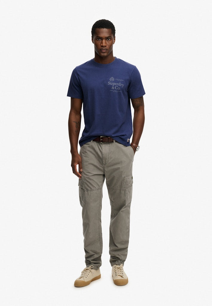 Superdry 1954 Company Relaxed Tee in Hampton Blue full length model view