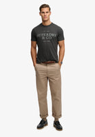 Superdry 1954 Company Relaxed Tee in Light Charcoal Marl full length model view
