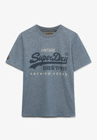 Superdry Vintage Logo Heritage Relaxed Tee in Denim Blue Marl front view