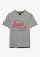 Superdry Vintage Logo Heritage Relaxed Tee in Dark Vintage Grey Marl front view