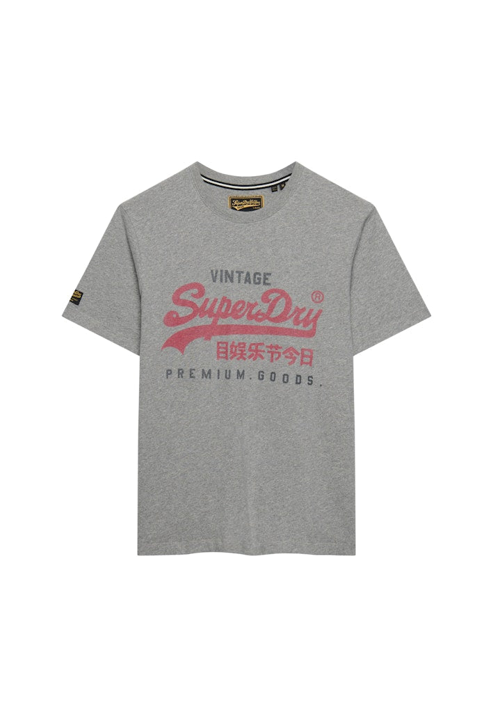 Superdry Vintage Logo Heritage Relaxed Tee in Dark Vintage Grey Marl angled view