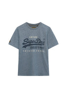 Superdry Vintage Logo Heritage Relaxed Tee in Denim Blue Marl angled view