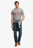 Superdry Vintage Logo Heritage Relaxed Tee in Dark Vintage Grey Marl full length model view