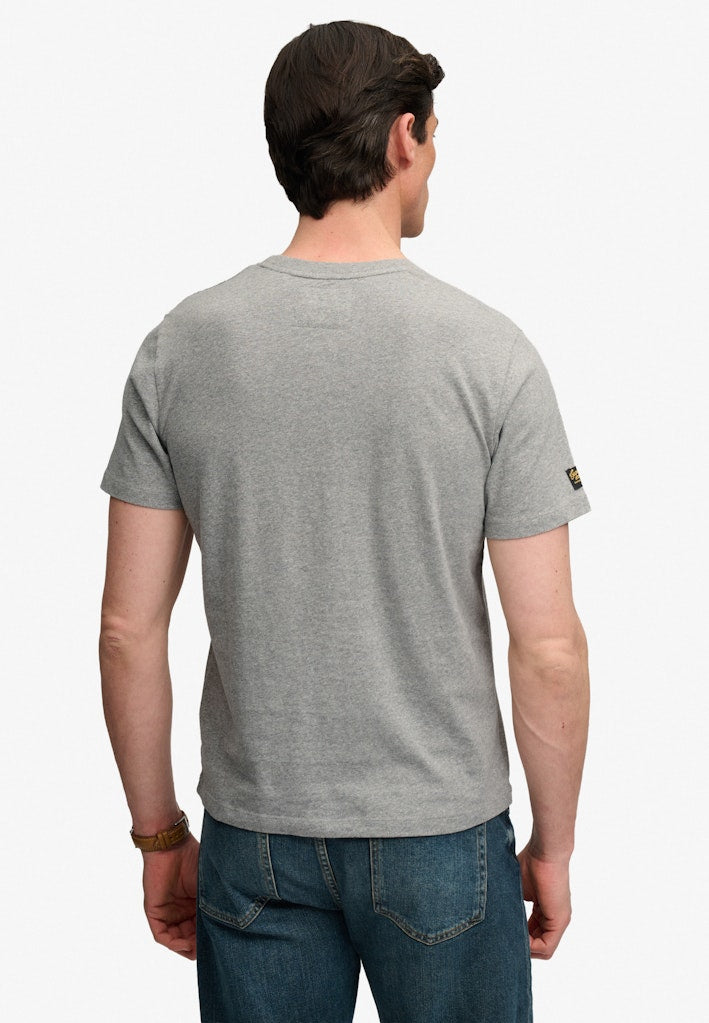 Superdry Vintage Logo Heritage Relaxed Tee in Dark Vintage Grey Marl back model view