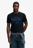 SUPERDRY Vintage Logo Classic Tee-Eclipse Navy Red Eclipse Navy front view