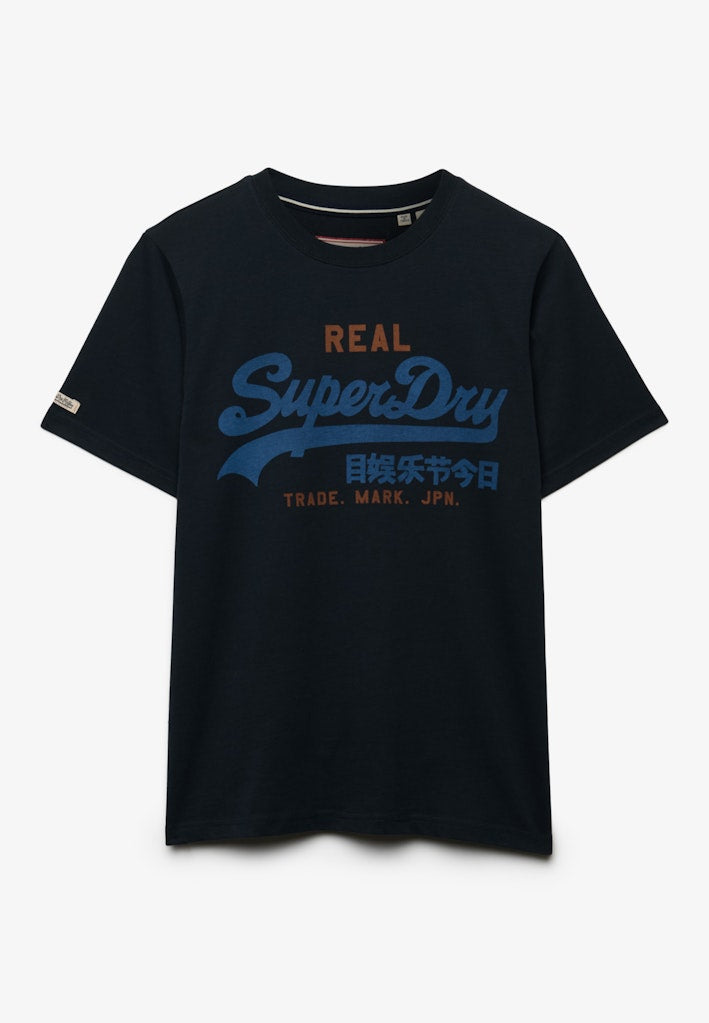 SUPERDRY Vintage Logo Classic Tee-Eclipse Navy Red Eclipse Navy flat front view