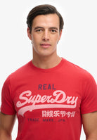 SUPERDRY Vintage Logo Classic Tee-Base Red Base Red model front view