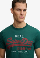 SUPERDRY Vintage Logo Classic Tee-Varsity Green Varsity Green model front view