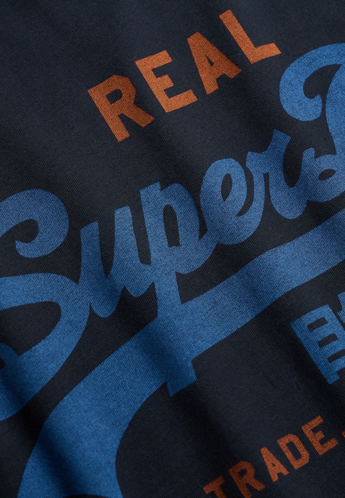 SUPERDRY Vintage Logo Classic Tee-Eclipse Navy Red Eclipse Navy close up view