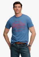Superdry Vintage Logo Classic Tee in Wedgewood Blue front model view