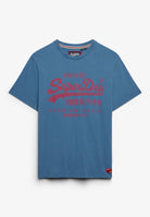 Superdry Vintage Logo Classic Tee in Wedgewood Blue front view