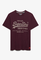 Superdry Vintage Logo Classic Tee in Port Red front view