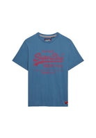 Superdry Vintage Logo Classic Tee in Wedgewood Blue angled view