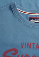 Superdry Vintage Logo Classic Tee in Wedgewood Blue collar detail