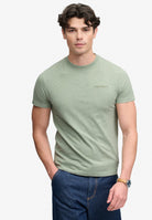 Superdry Essential Company Logo Tee in Vintage Sage Green Marl/Green front model view