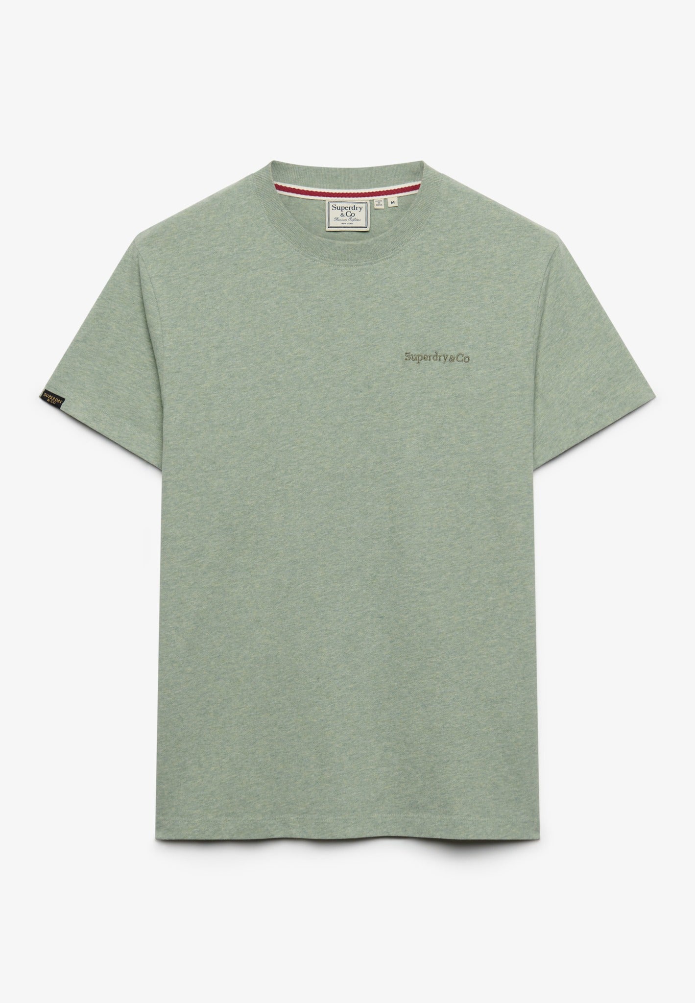 Superdry Essential Company Logo Tee in Vintage Sage Green Marl/Green front view