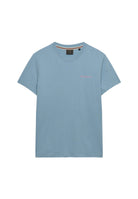 Superdry Essential Company Logo Tee in China Blue/Pink angled view